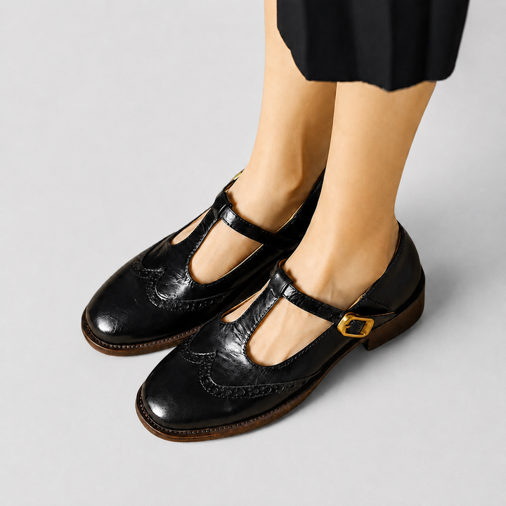 Lacey Promenade Mary Jane Flats – Black