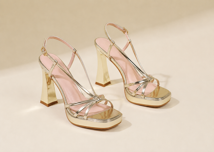 Kendall Lyric Platform Heels – Gold