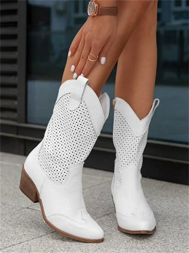 Cassidy Muse Western Ankle Boots – White