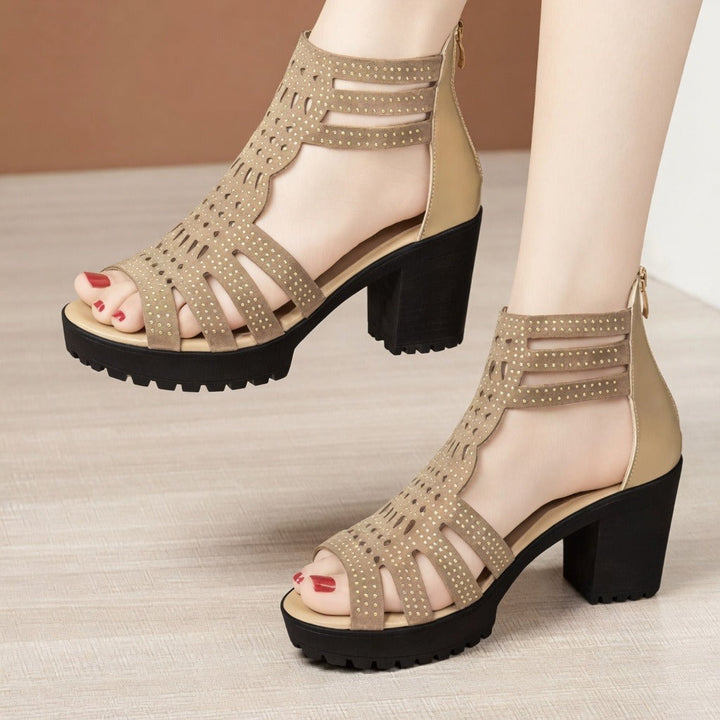 Teagan Promenade Heeled Sandals – Beige