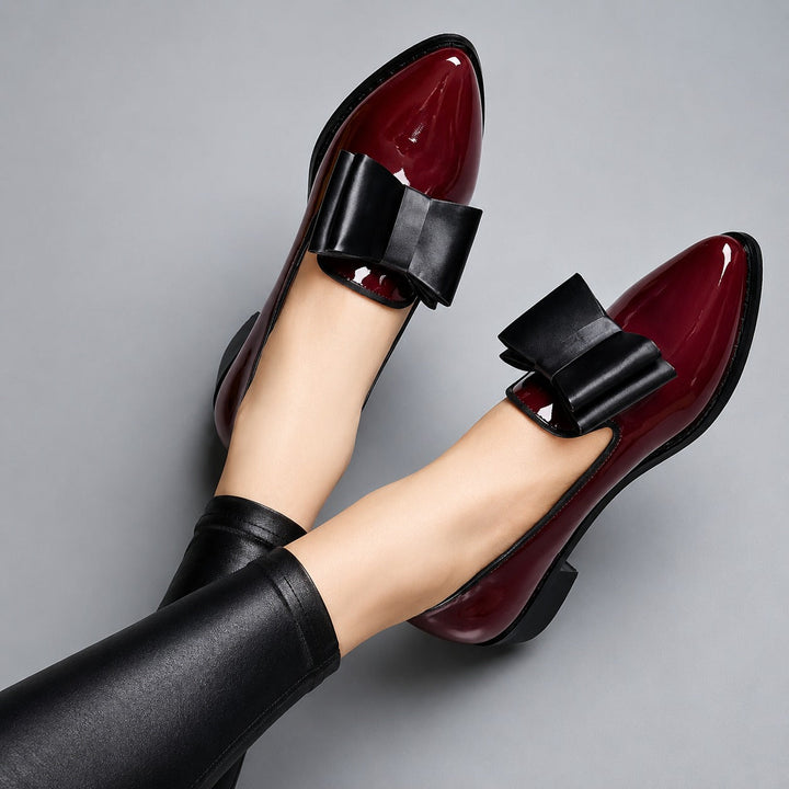 Shelby Lyric Mary Jane Flats – Black/Burgundy