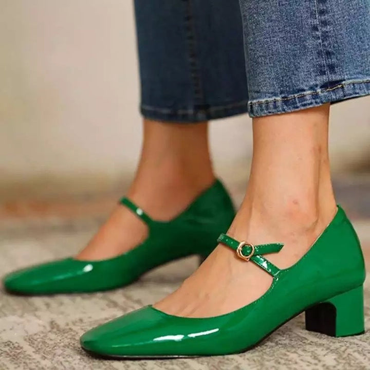 Georgia Vesper Patent Mary Jane Pumps by Perlamila