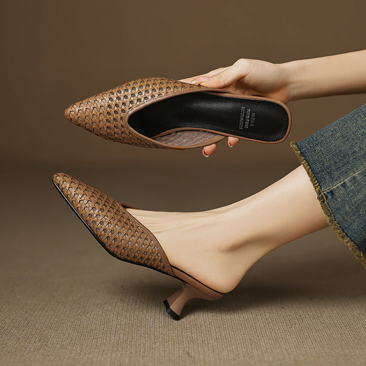 Kit Charm Heeled Mules by Perlamila