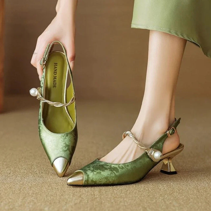 Hope Charm Kitten-Heel Pumps by Perlamila