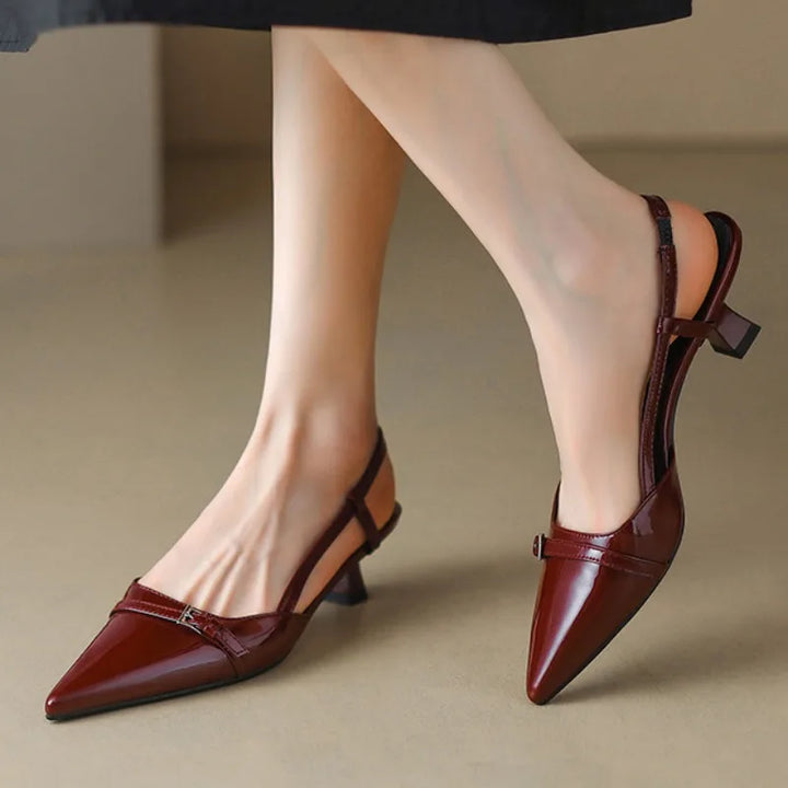 Rhea Vesper Kitten-Heel Pumps by Perlamila