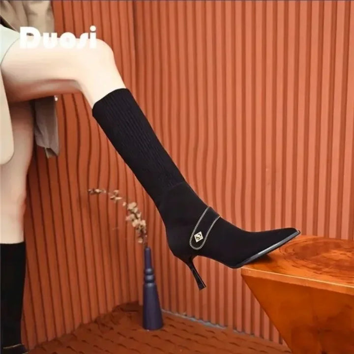 Elise Halo Stiletto Boots by Perlamila