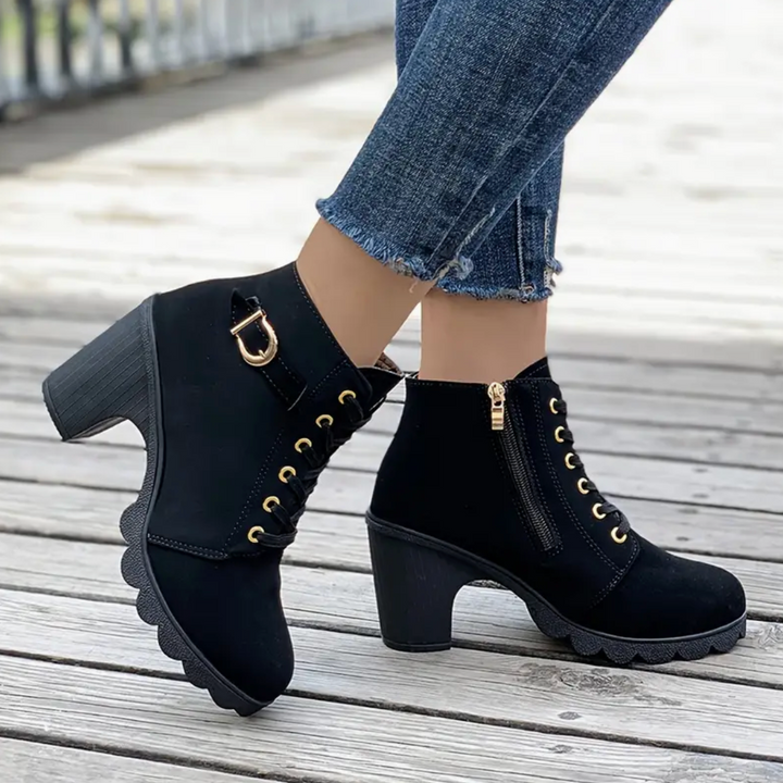 Belle Chime Heeled Ankle Boots by Perlamila