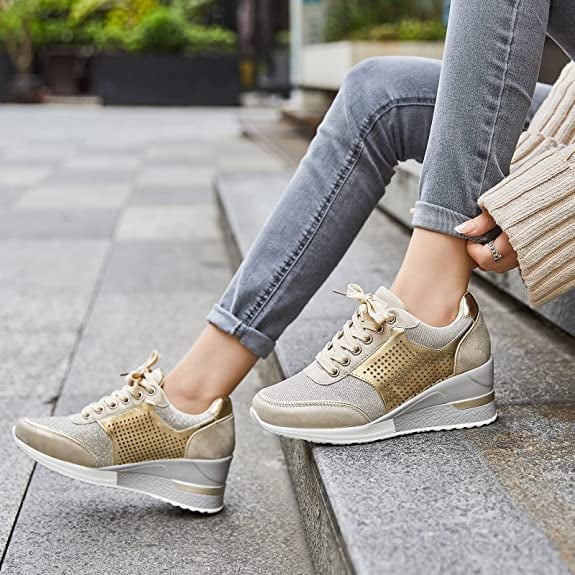 Elsie Luster Platform Sneakers by Perlamila