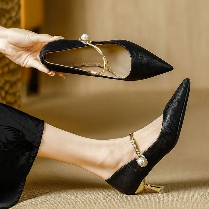 Freya Luster Kitten-Heel Pumps by Perlamila