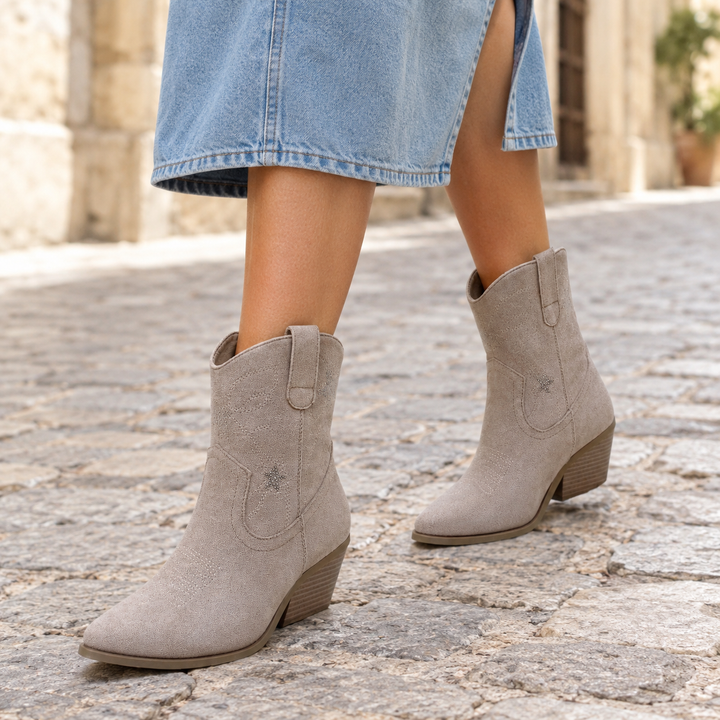 Morgan Riviera Western Ankle Boots – Taupe