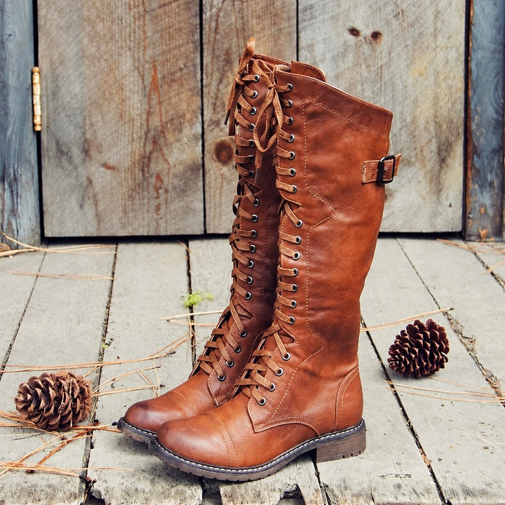 Makenna Riviera Lace-Up Ankle Boots – Brown