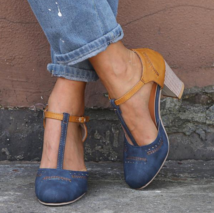 Hazel Halo T-Strap Pumps by Perlamila